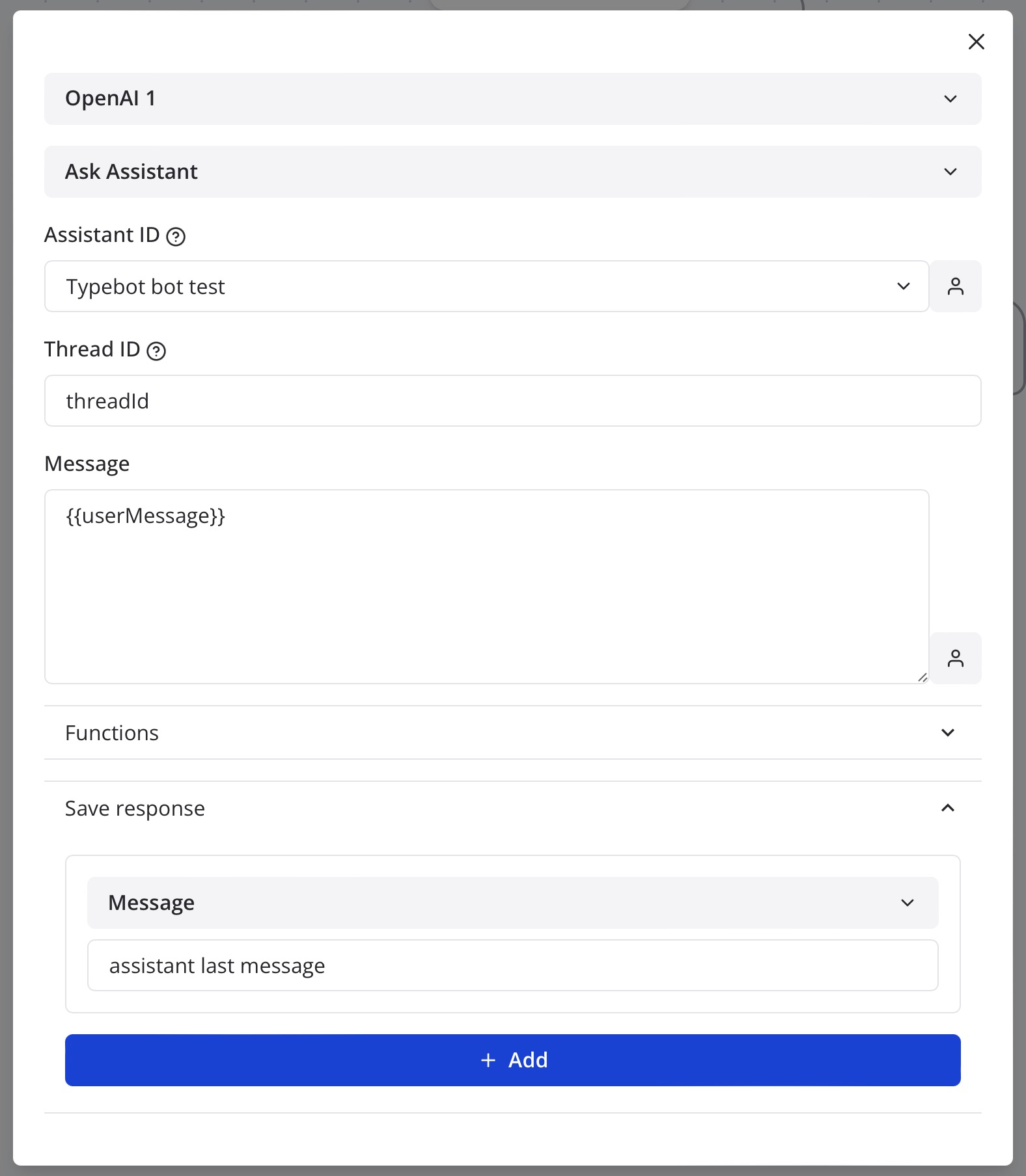 Typebot Assistant Parameters