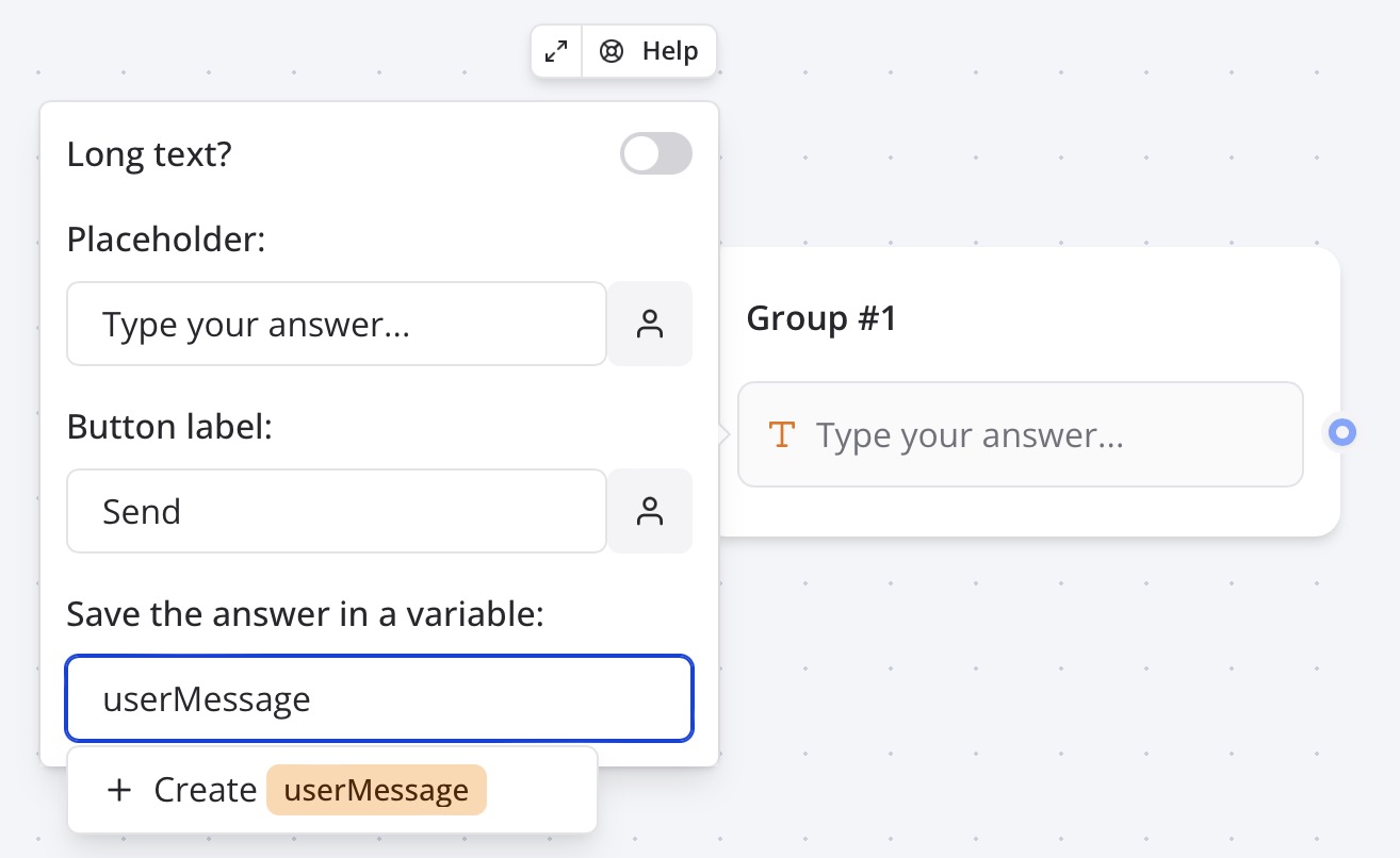 Typebot Input Variable